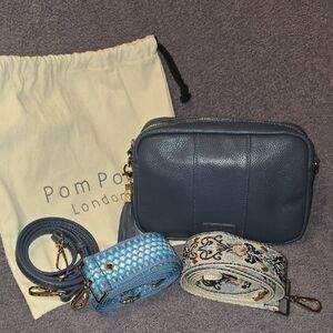 Pom Pom London City Bag W/3 Straps, Slate Blue!